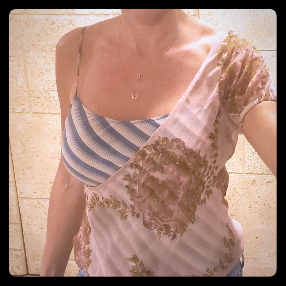 Two in one strappy and sheer blouse